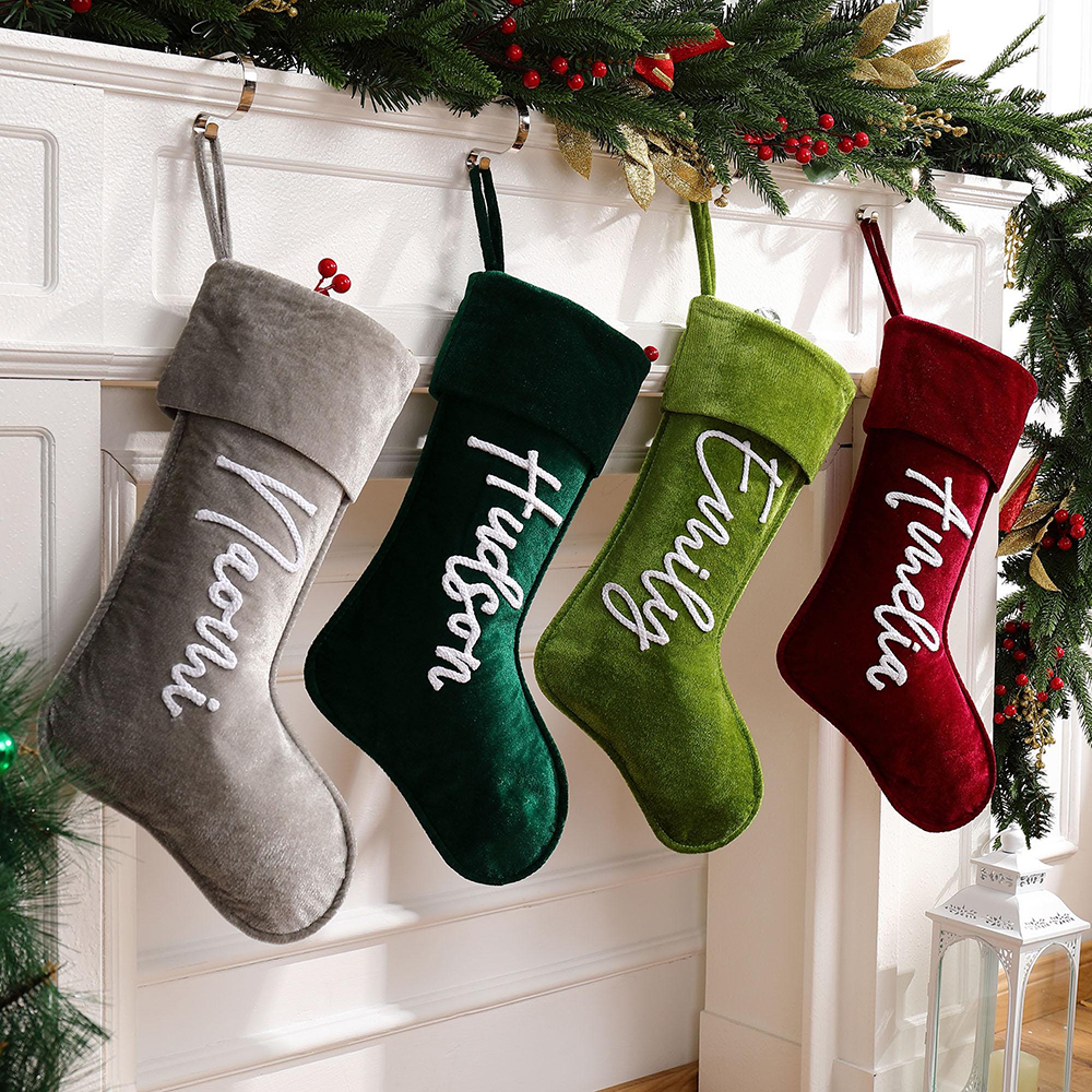 Personalized Hand Embroidery Velvet Christmas Stocking | MCGift192