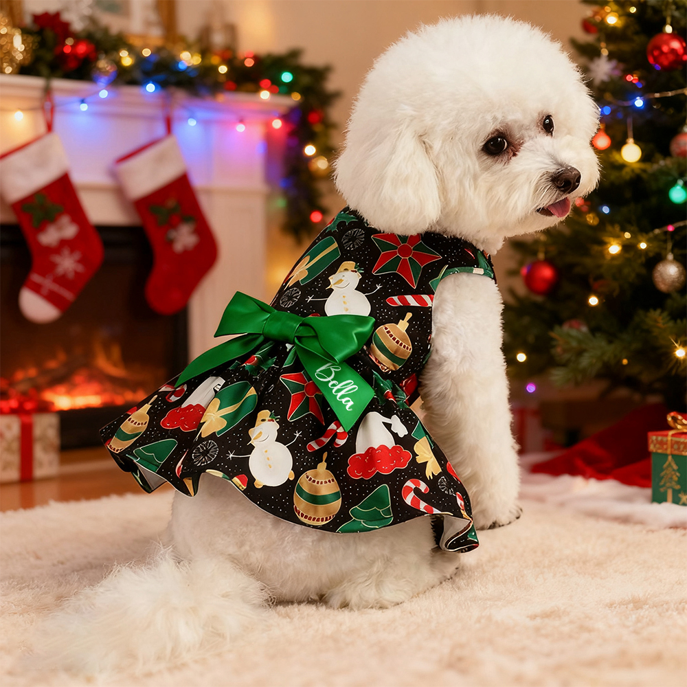 Personalized Pet Large Size Christmas Lovely Bow Dress | MCGift197