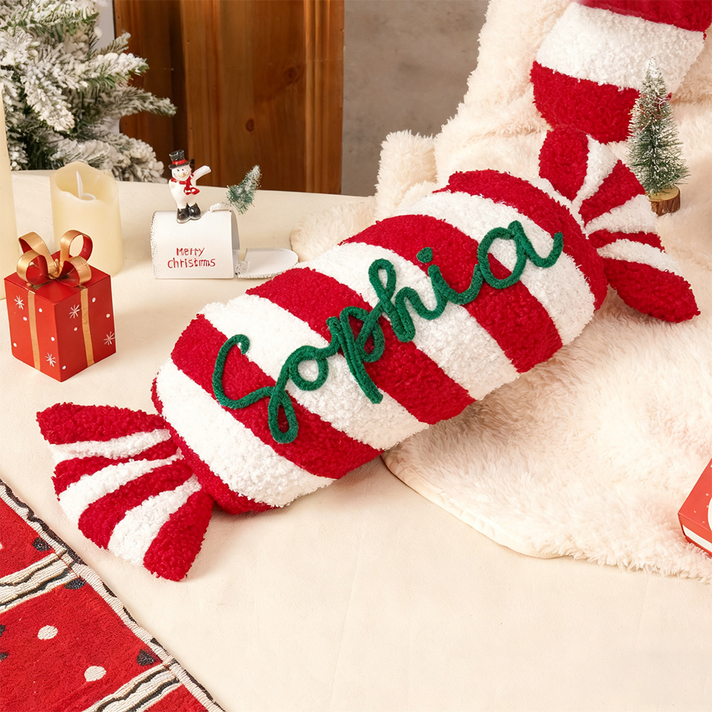 Personalized Hand Embroidery Christmas Candy Pillows | MCGift196