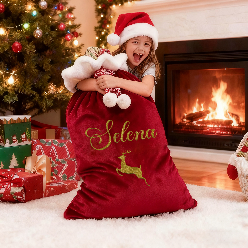 Personalized Large Christmas Velvet Santa Sack for Gifts | MCGift198