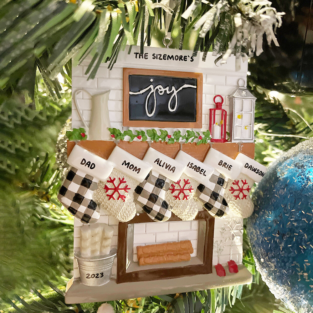Personalised Fireplace Family Christmas Ornament | MCGift201