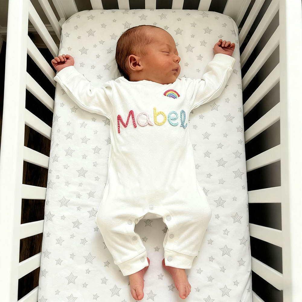 Personalized Hand Embroidered Baby Coming Home Romper | CWBaby337