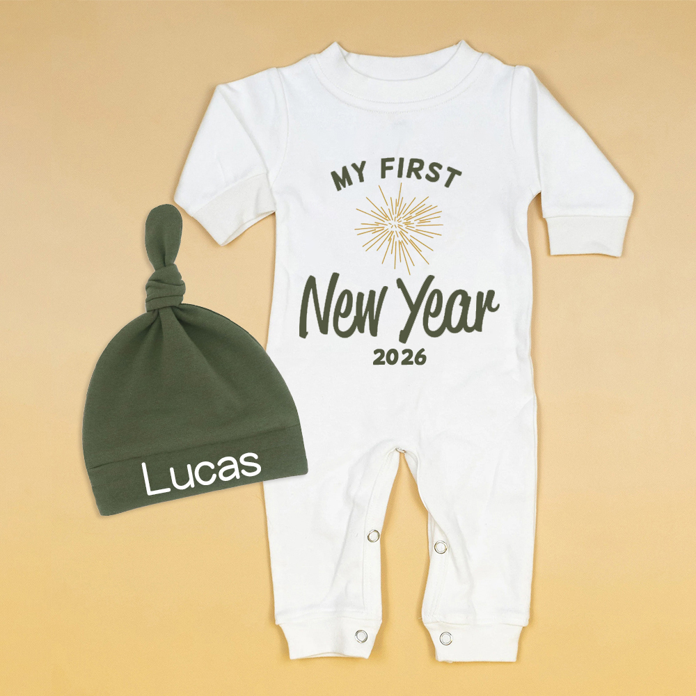 Personalized Baby 1st New Year Romper and Hat Set | CWBaby128