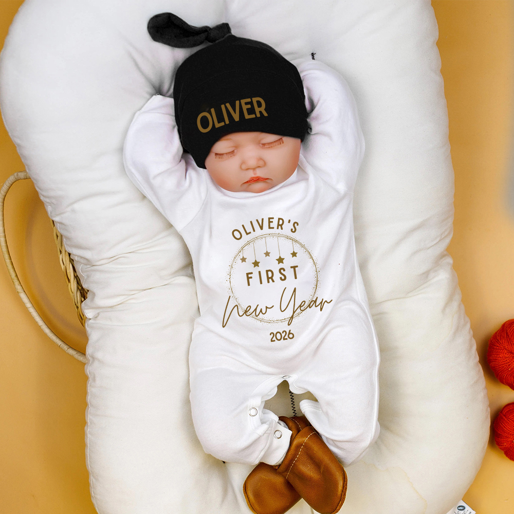 Personalized Baby 1st New Year Romper and Hat Set | CWBaby342