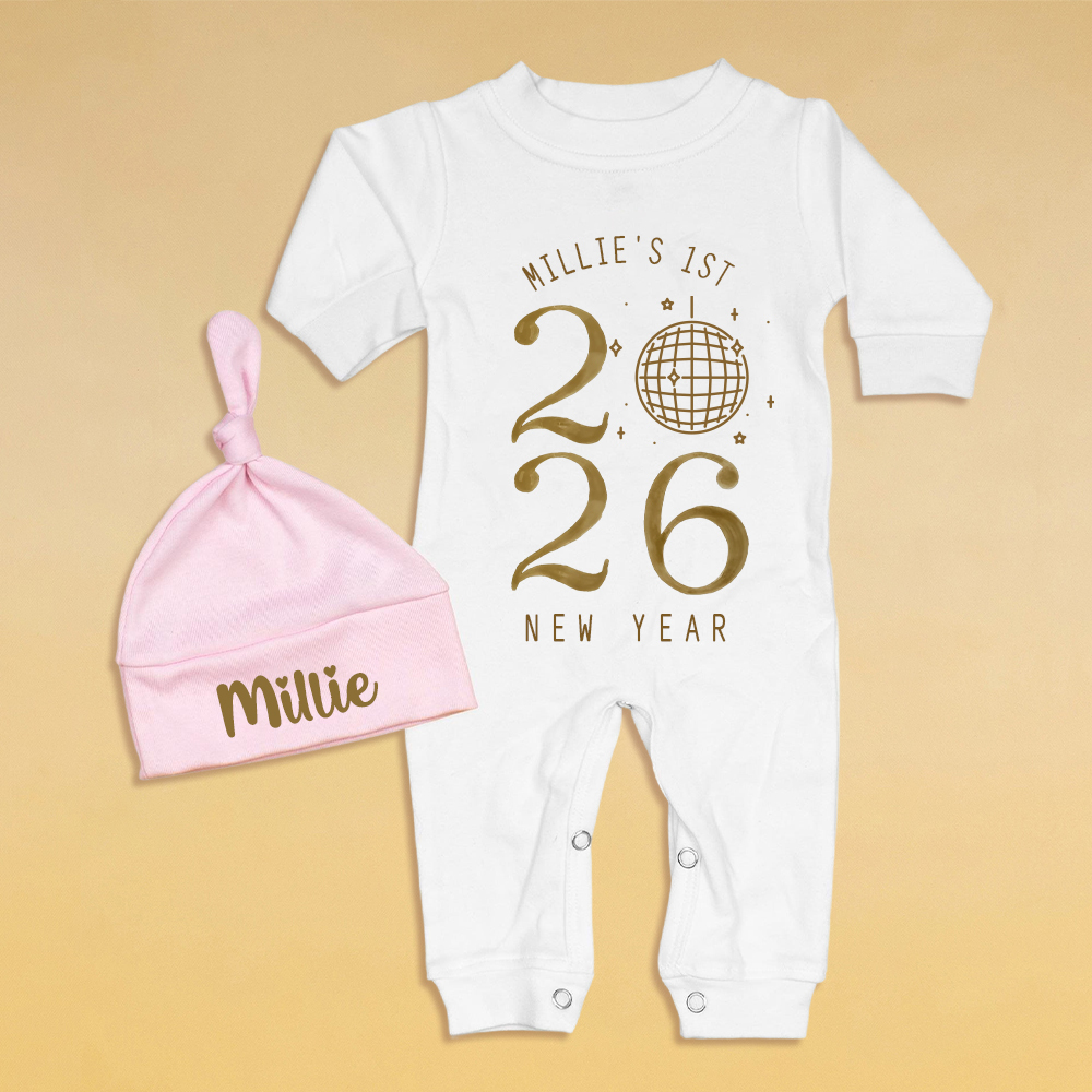 Personalized Baby 1st New Year Romper and Hat Set | CWBaby343