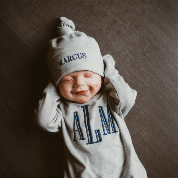 Personalized Embroidery Baby Coming Home Romper and Hat Set | CWBaby347