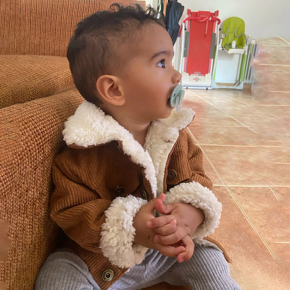 Personalized Chenille Patch Baby Corduroy Sherpa Jacket | CWBaby346