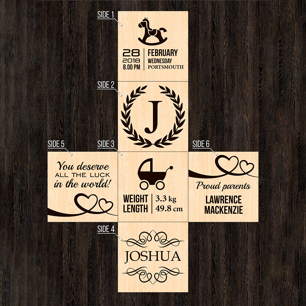 Personalized Baby First Birthday Gift Wooden Block Ornament | CWBaby351