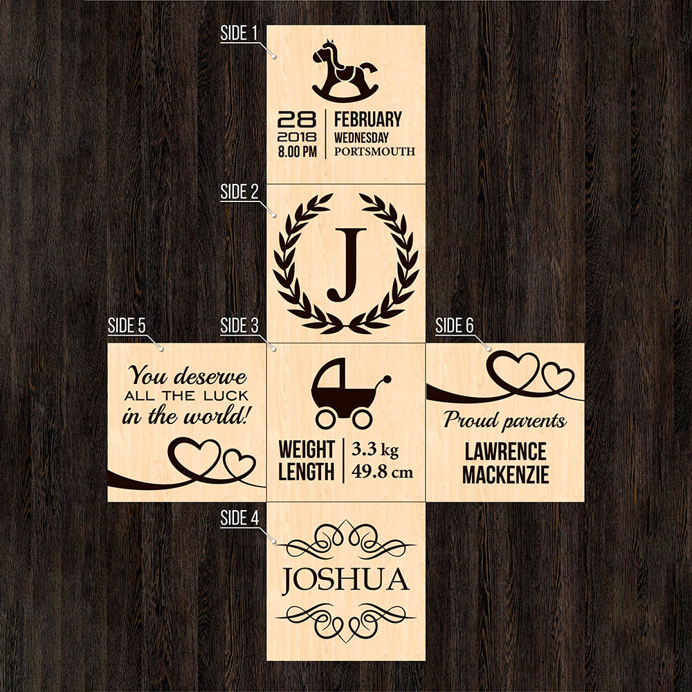 Personalized Baby First Birthday Gift Wooden Block Ornament | CWBaby351