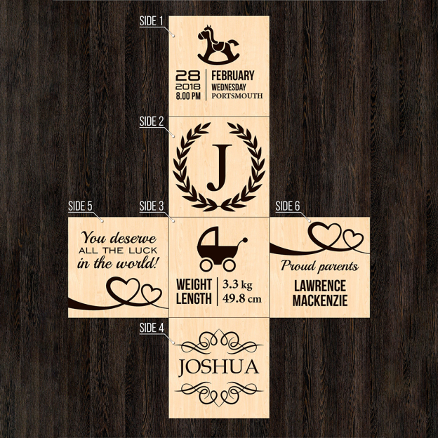 Personalized Baby First Birthday Gift Wooden Block Ornament | CWBaby351