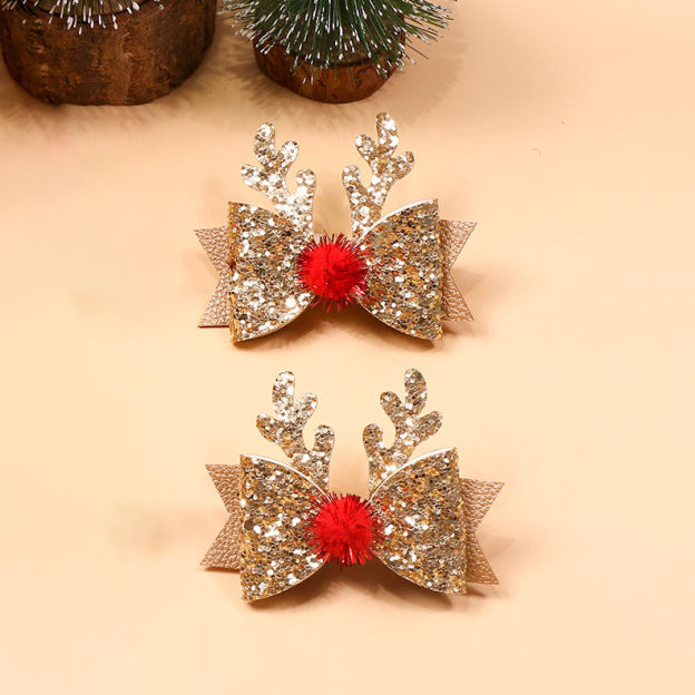 Personalized Christmas Glitter Reindeer Hairpin | MCGift223
