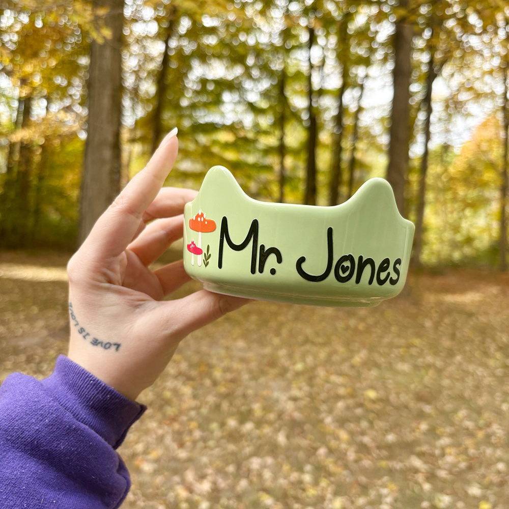 Personalized Pet Ceramic Food Dish with Ears Bowl | BKPet259