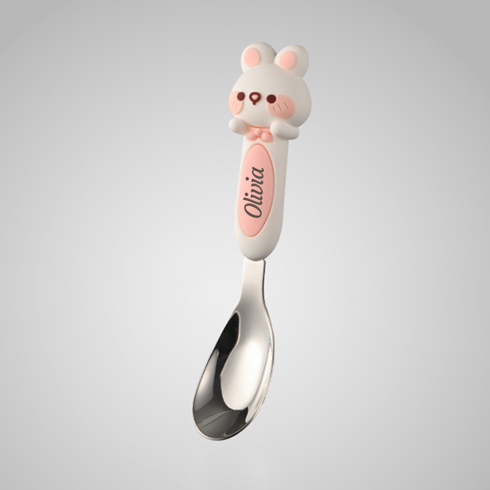 Personalised Baby Stainless Steel Animal Cartoon Feeding Spoon | CWBaby354