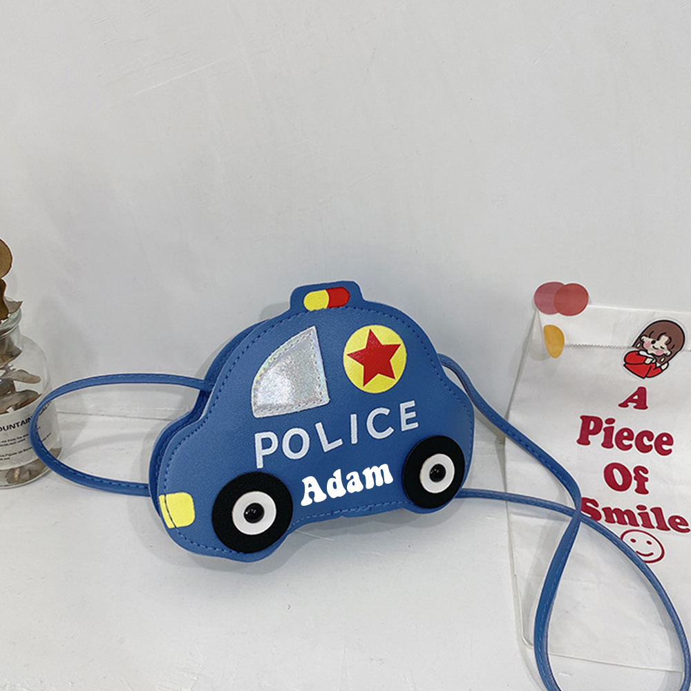 Personalized Kids Cute Police Car Zipper Crossbody Bag | CWGift06