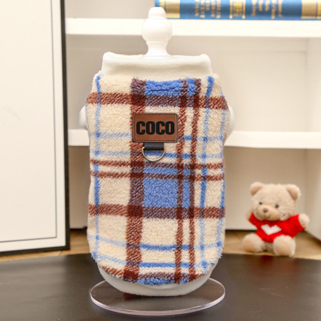 Personalized Leather Patch Pet Winter Warm Polar fleece Vest | BKPet265