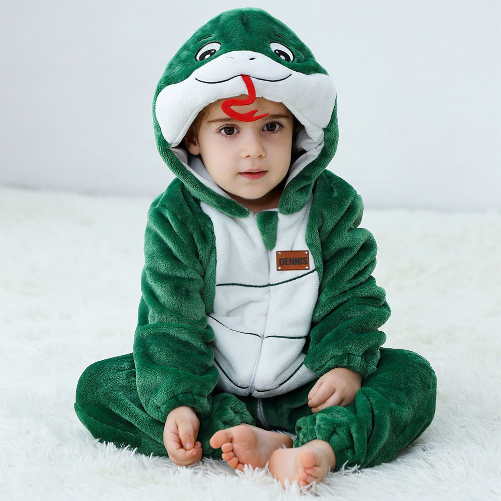 Personalized Leather Patch Baby Animal Romper | CWBaby362