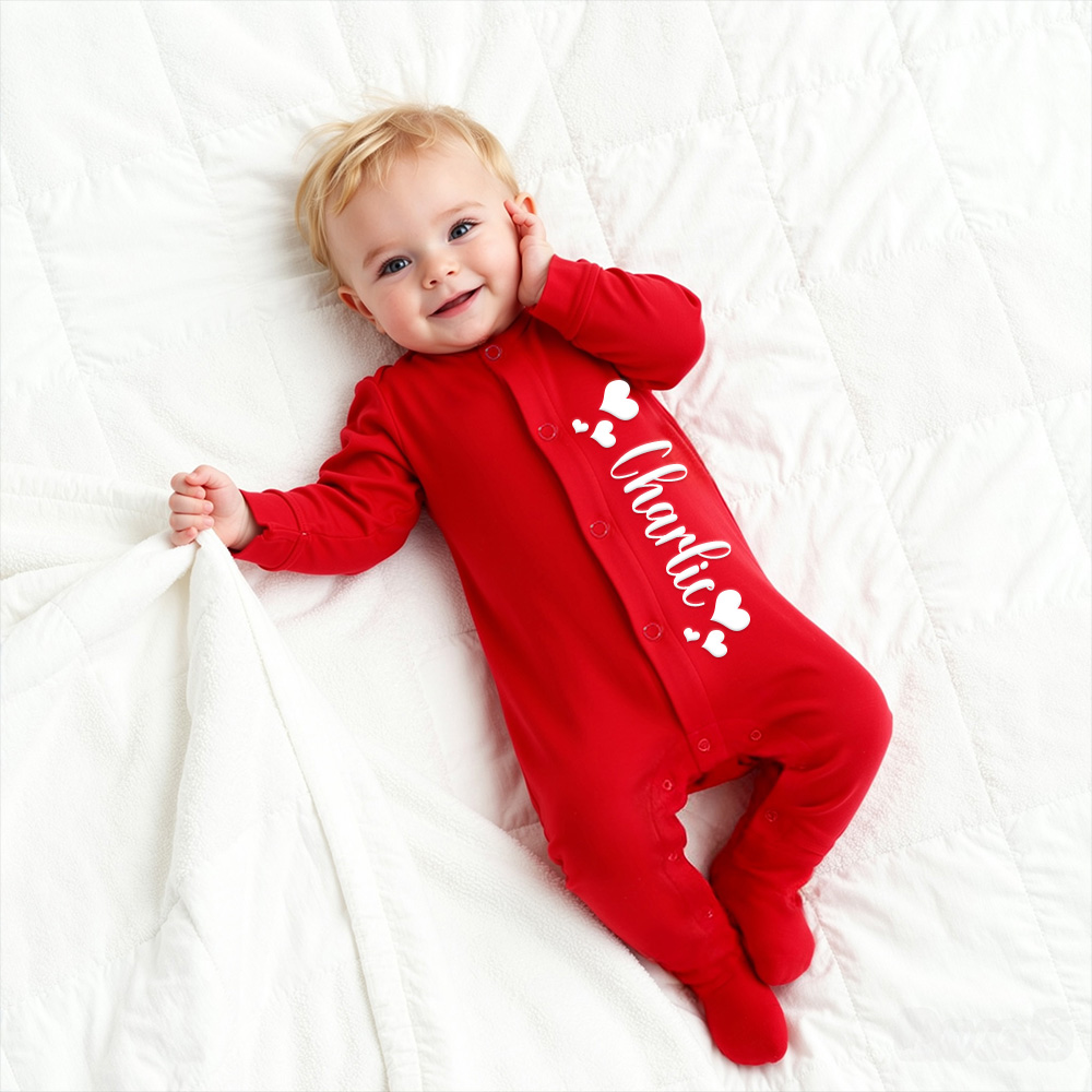 Personalized Baby First Valentines Cozy Soft Long Sleeve Romper | CWBaby363