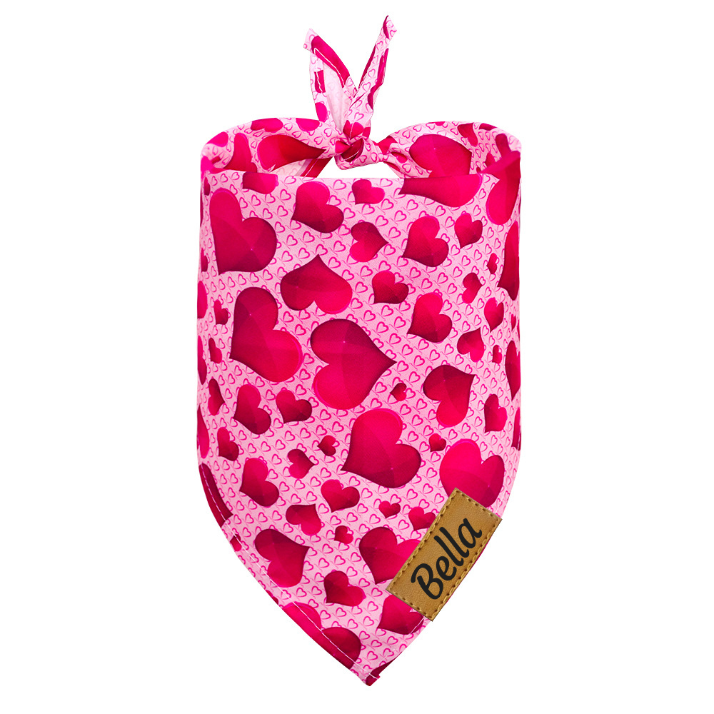 Personalized Leather Patch Valentine's Day Pet Bandana | BKPet289