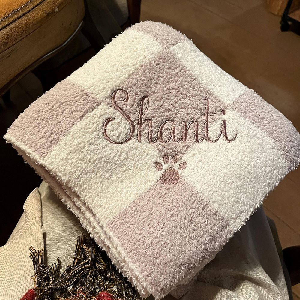 Personalized Embroidered Pet Checker Soft Blanket | BKPet301