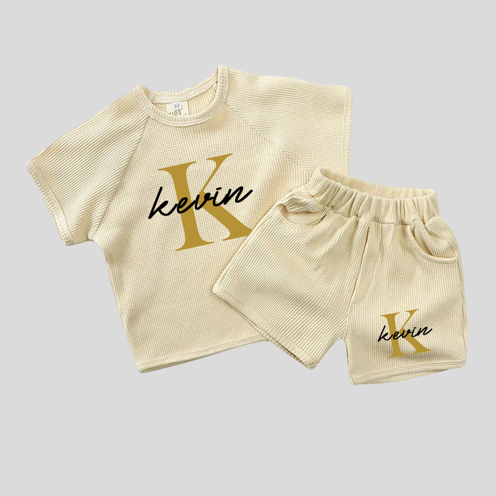 Personalized Baby waffle-knit Cozy Soft Outfit Set | CWBaby381