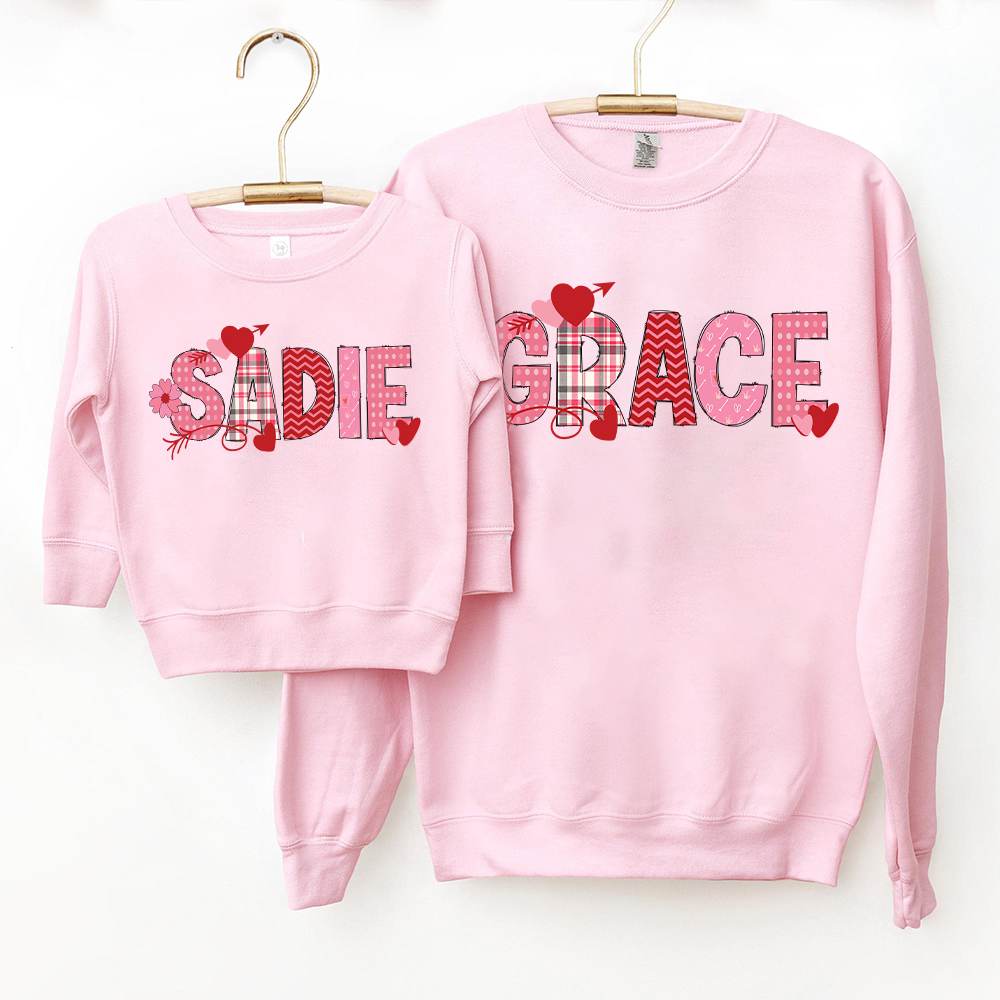 Personalized Valentine's Matching Sweatshirt For Girl & Mommy | ValGift02