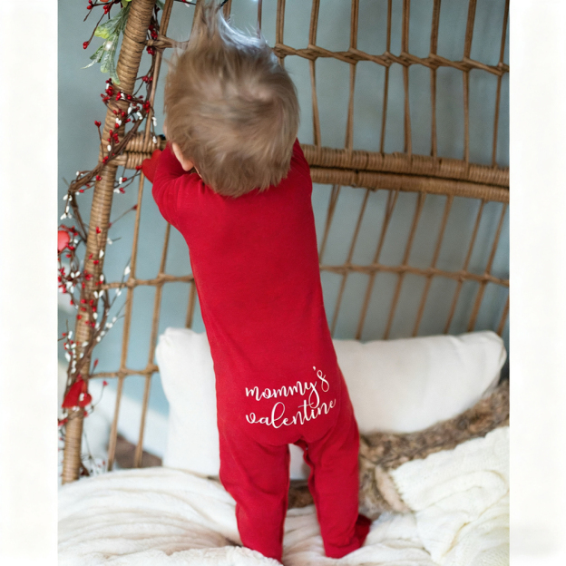 Personalized Baby First Valentine's Cozy Soft Long Sleeve Romper | ValGift03