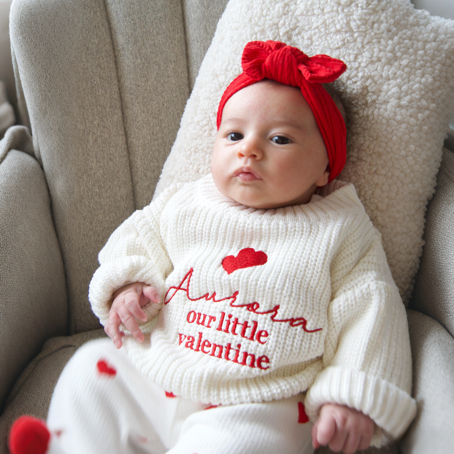 Personalized Embroidered Our Little Valentine Baby Sweater | ValGift07
