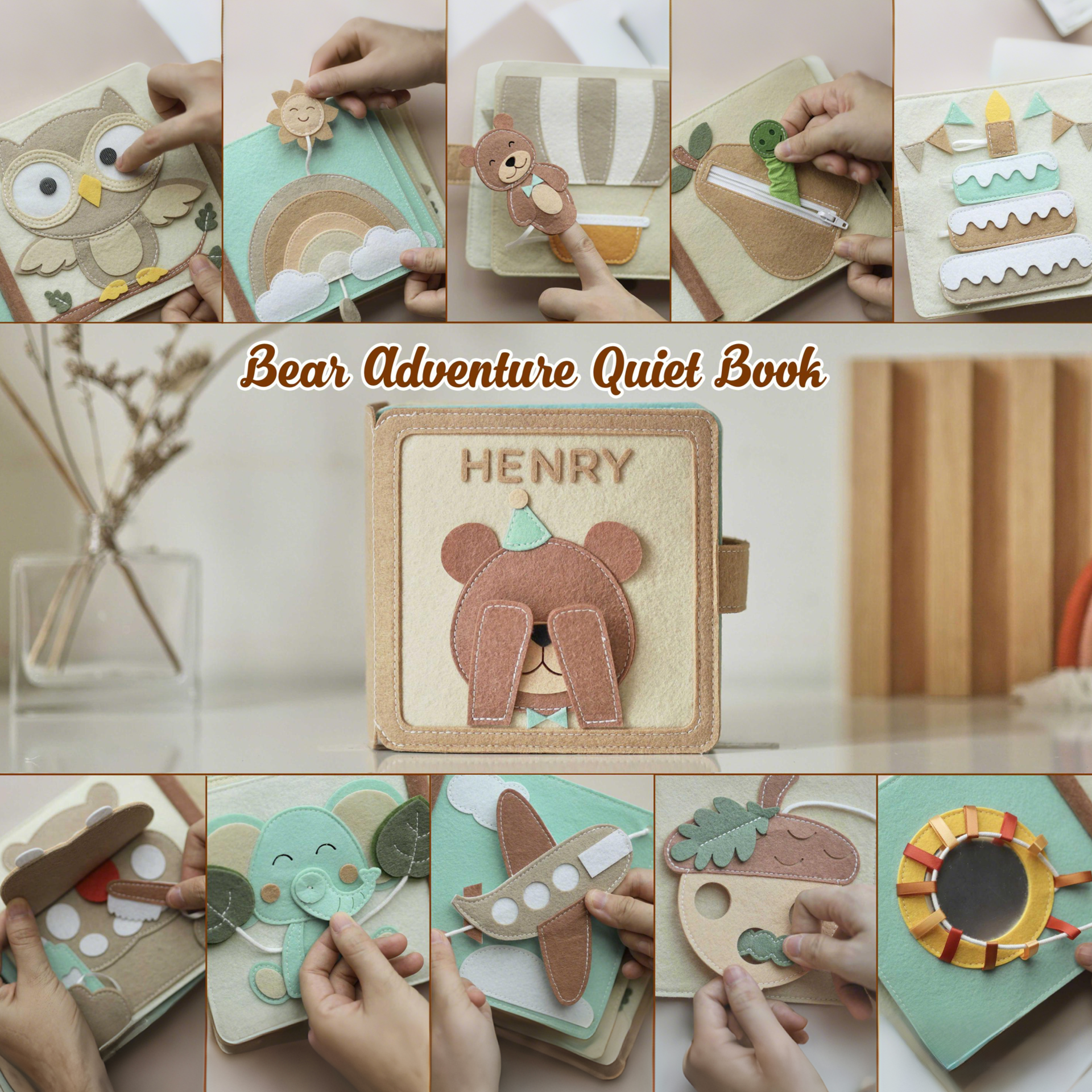 Personalized Baby Handmade Sensory Activities Felt Quiet Book | CWToy168