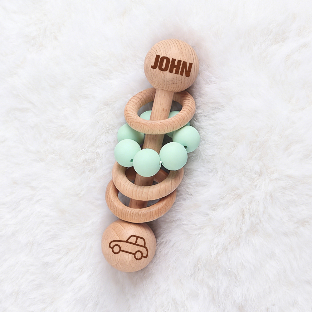 Personalized Baby Sensory Wooden Rattle Toys | CWToy171