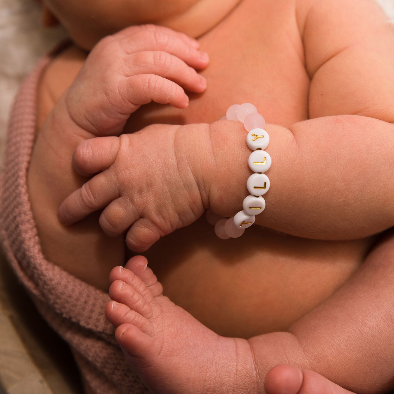 Personalized Baby Jewelry Rose Quartz Bracelet | CWBeach206