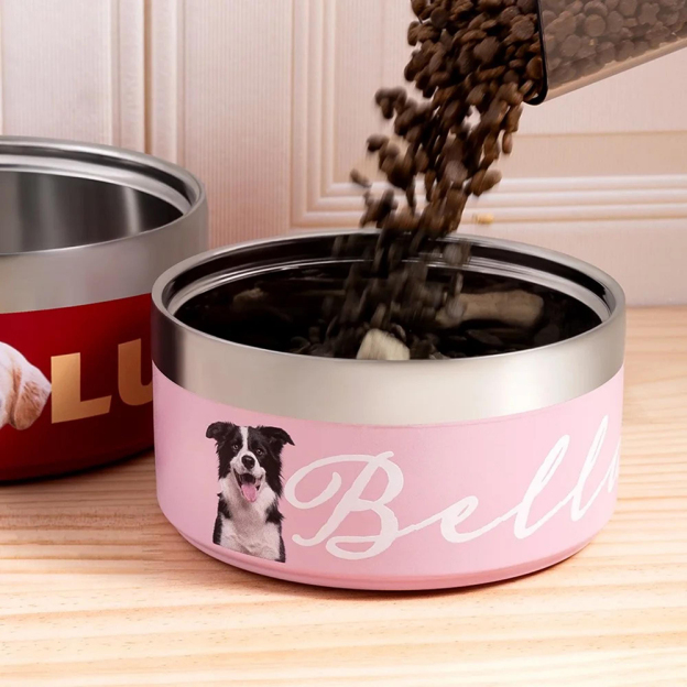 Personalized Stainless Steel Funny Pet Face with Name Food Bowl | BKPet306