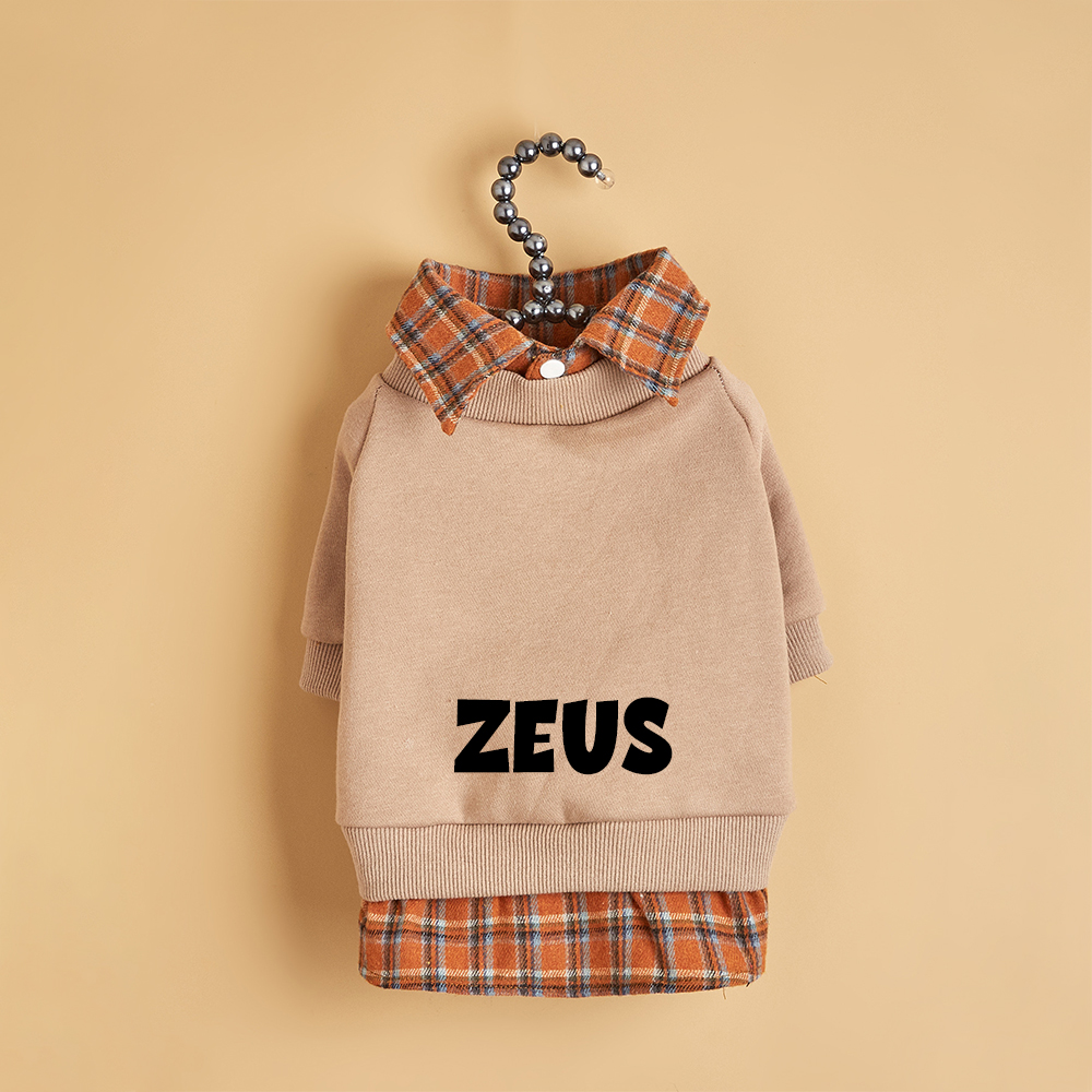 Personalized Pet Grid Collar Fleece Sweatshirt | BKPet244