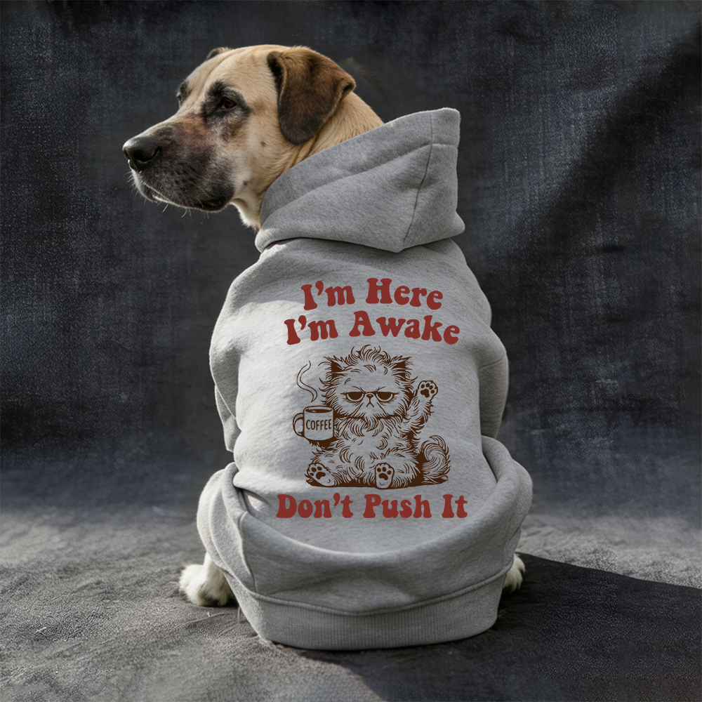 I'M HERE I'M AWAKE DON'T PUSH IT Puppy Hoodie | BKPet328