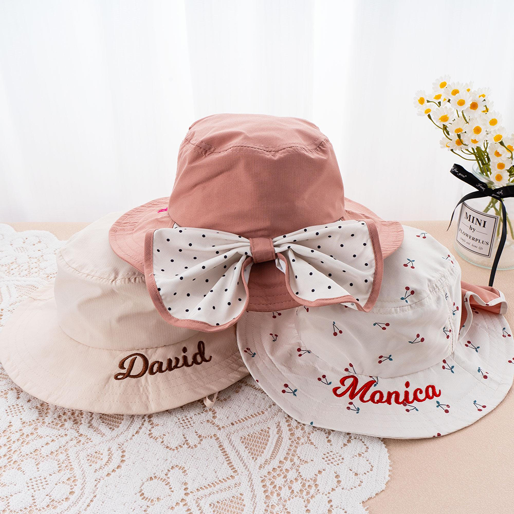 Personalized Embroidery 2-in-1 Neck Shield & Bow Sun Hat | CWBeach209