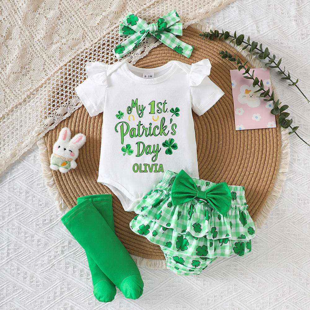 Personalized Baby Girl First St. Patrick's Day Outfit Set | CWBaby394