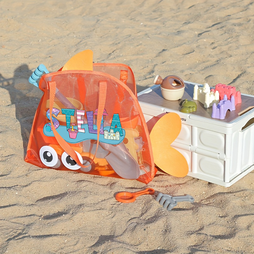 Personalized Adorable Fish Mesh Summer Beach Bag | CWBeach214