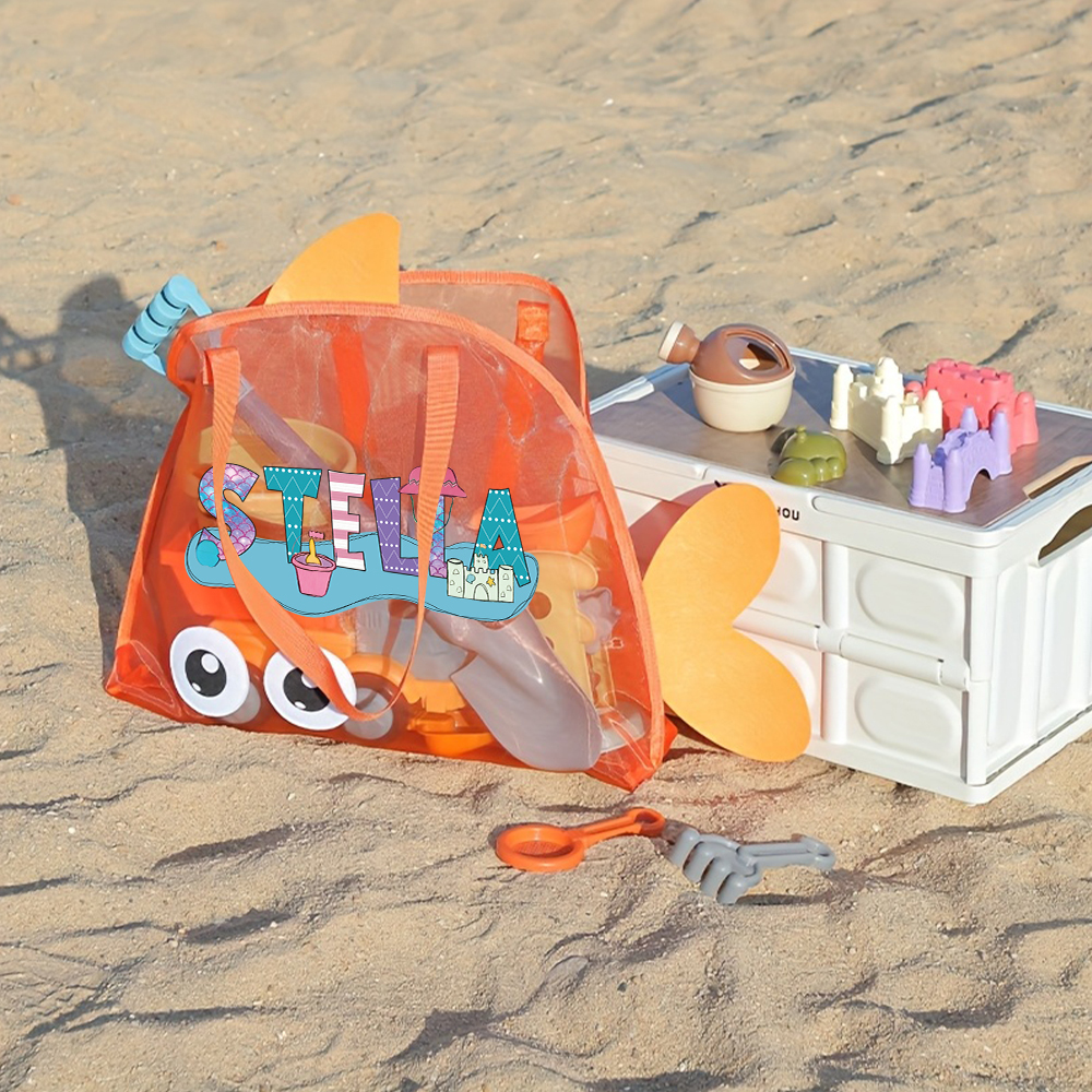 Personalized Adorable Fish Mesh Summer Beach Bag | CWBeach214