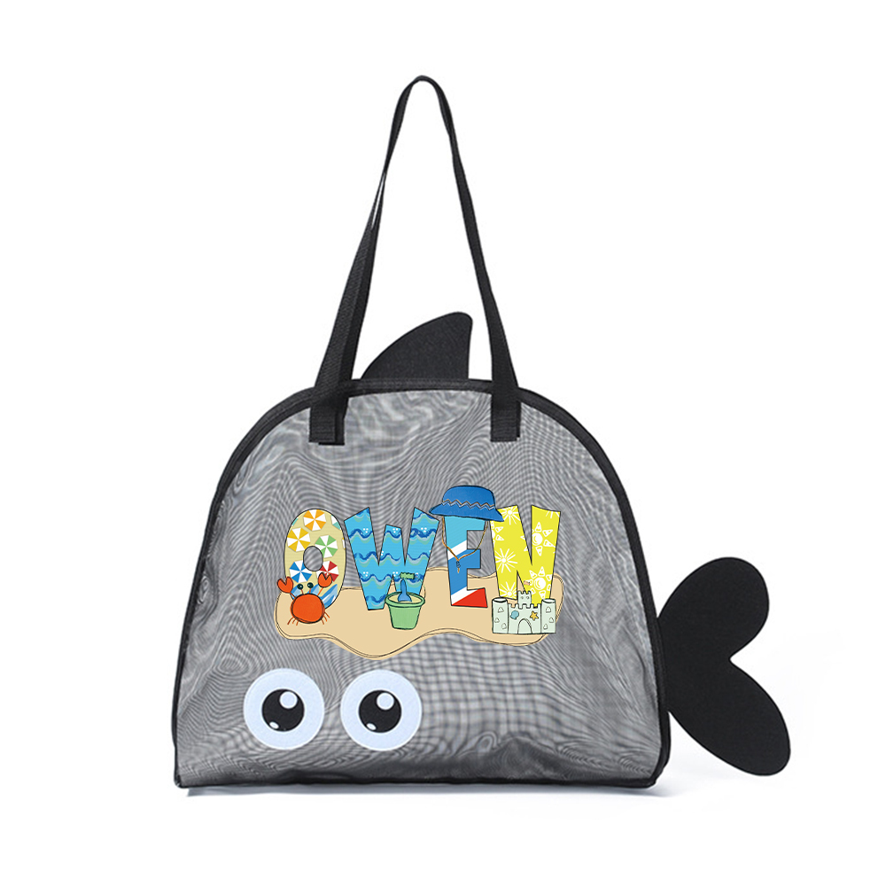 Personalized Adorable Fish Mesh Summer Beach Bag | CWBeach214