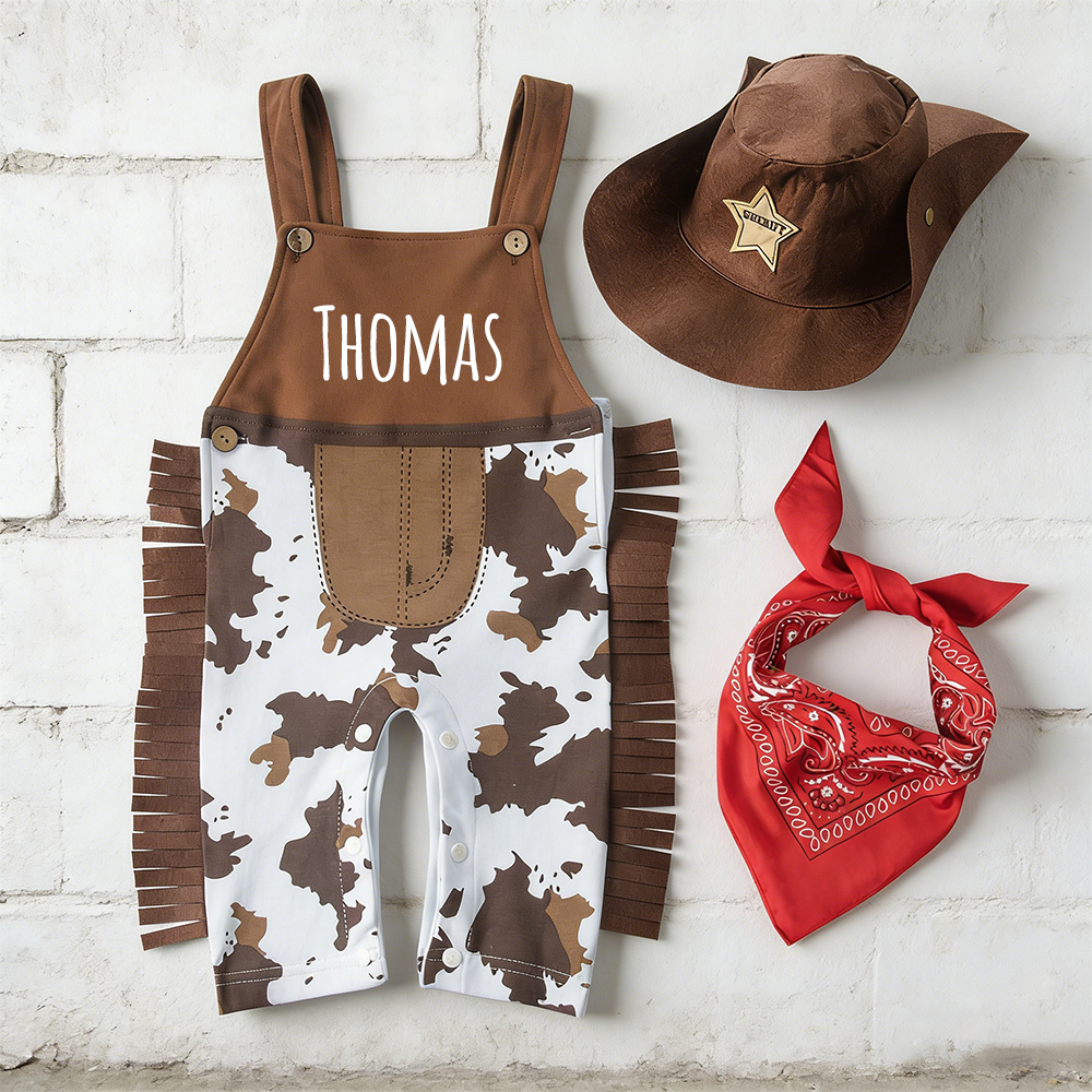 Personalized Toddler Cowboy Brown Western Rodeo Outfit Set | CWBaby400