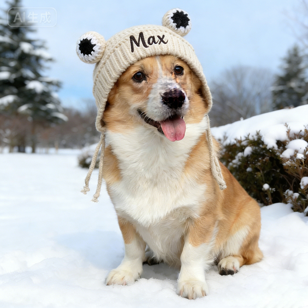 Personalized Embroidered Pet Winter Crochet Frog Beanie | BKPet387