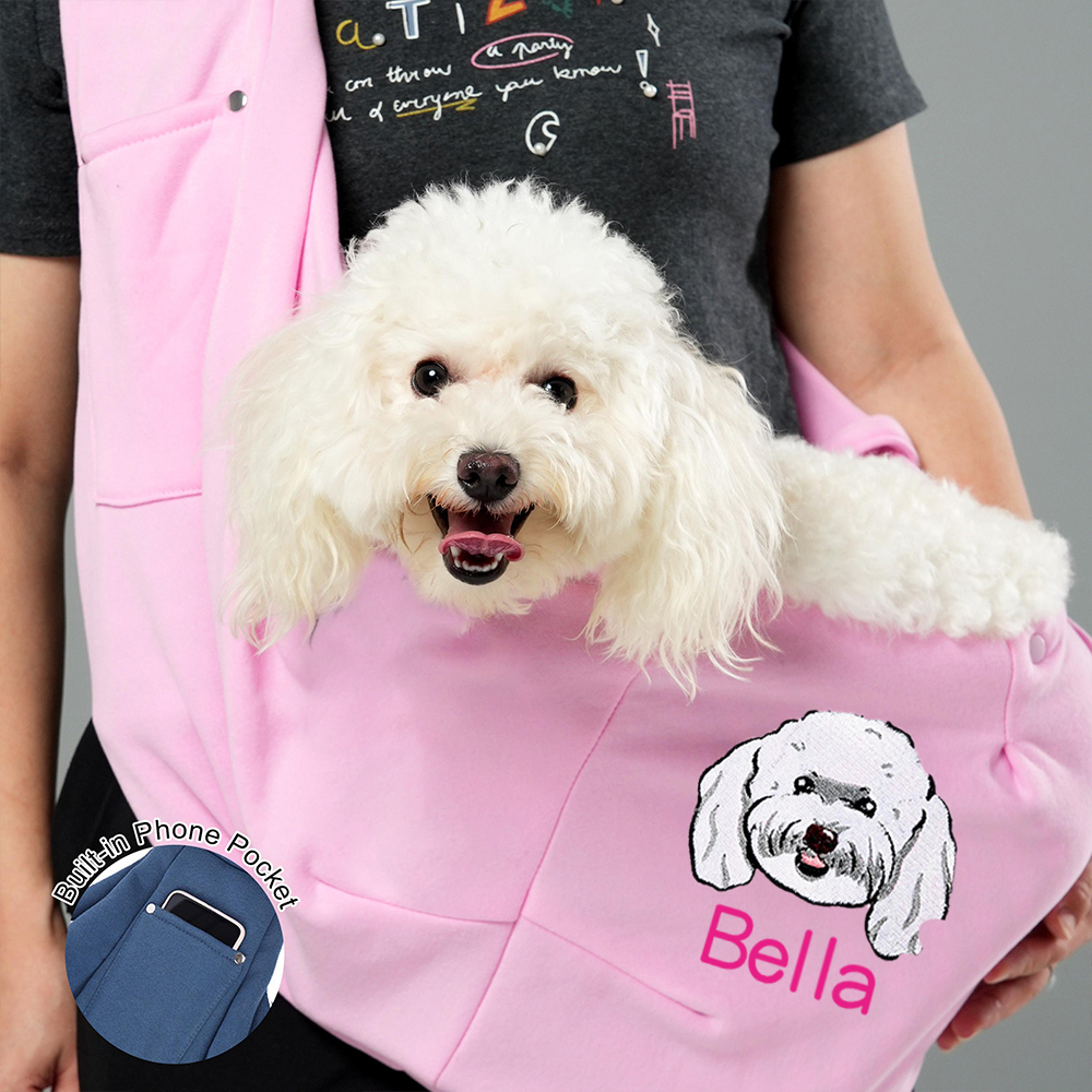 Personalized Pet Portraits Photo Hands Free Sling Carrier | BKPet390