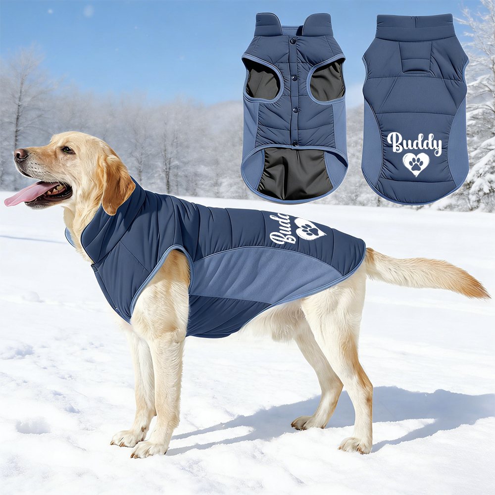 Personalized Pet Large Size Winter Warm Puffer Vest | BKPet404