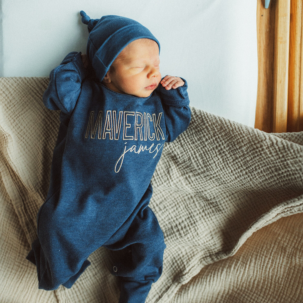 Personalized Embroidery Baby Coming Home Romper and Hat Set | CWBaby203