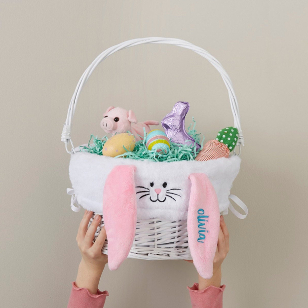 Personalized Embroidered Easter Bunny Basket Liner (Not Include Basket) | CWEaster86