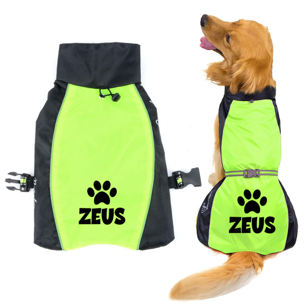 Personalized Pet Large Size Waterproof Raincoat Jacket | BKPet414