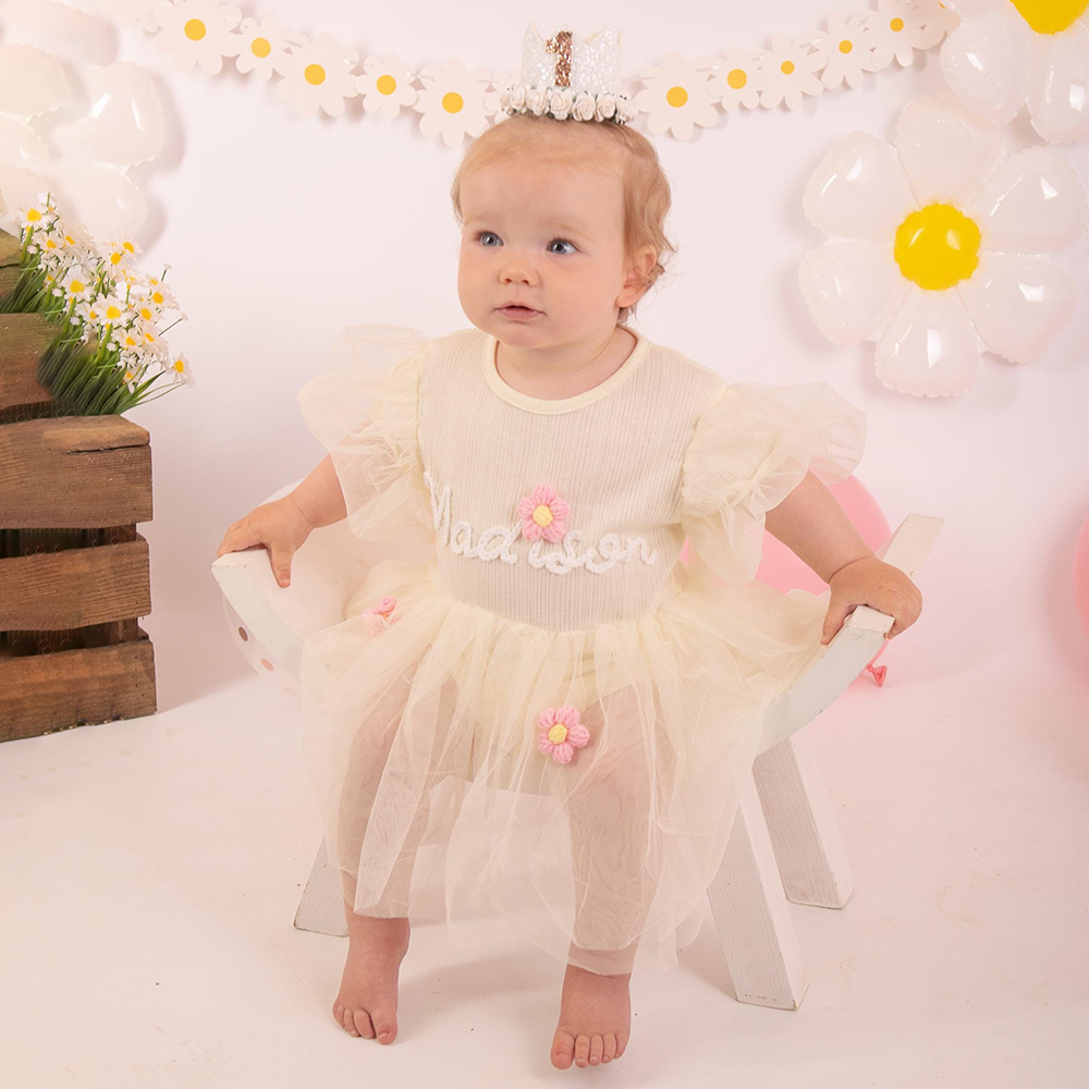 Personalized Hand Embroidered Baby Girl Tutu Dress | CWBaby428
