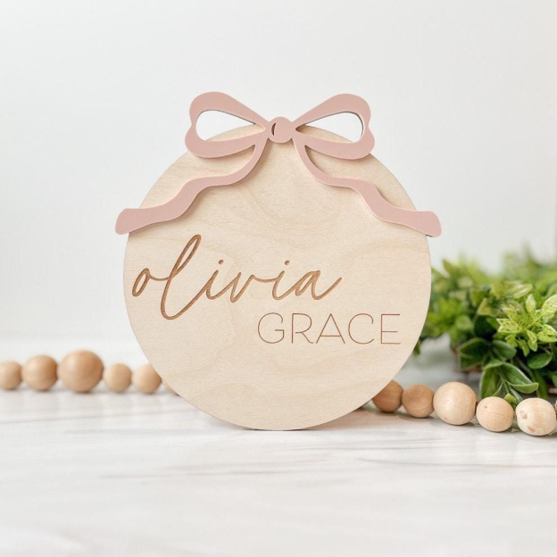 Personalized Wooden Baby Girl Birth Announcement Plate | CWBaby431