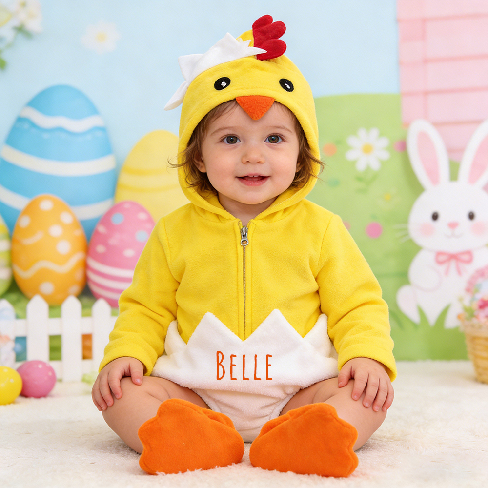 Personalized Easter Chicks Hatching Egg Romper with Shose | CWBaby433