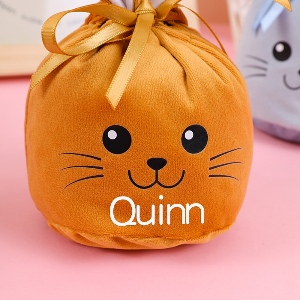 Personalized Easter Smiley Bunny Velvet Basket | CWEaster92