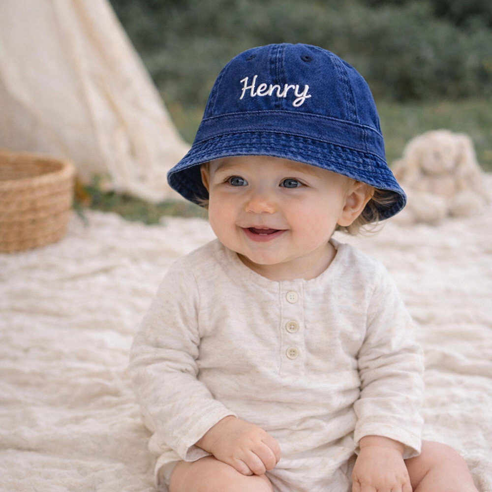 Personalized Embroidery Kid Denim Bucket Hat | CWBeach216